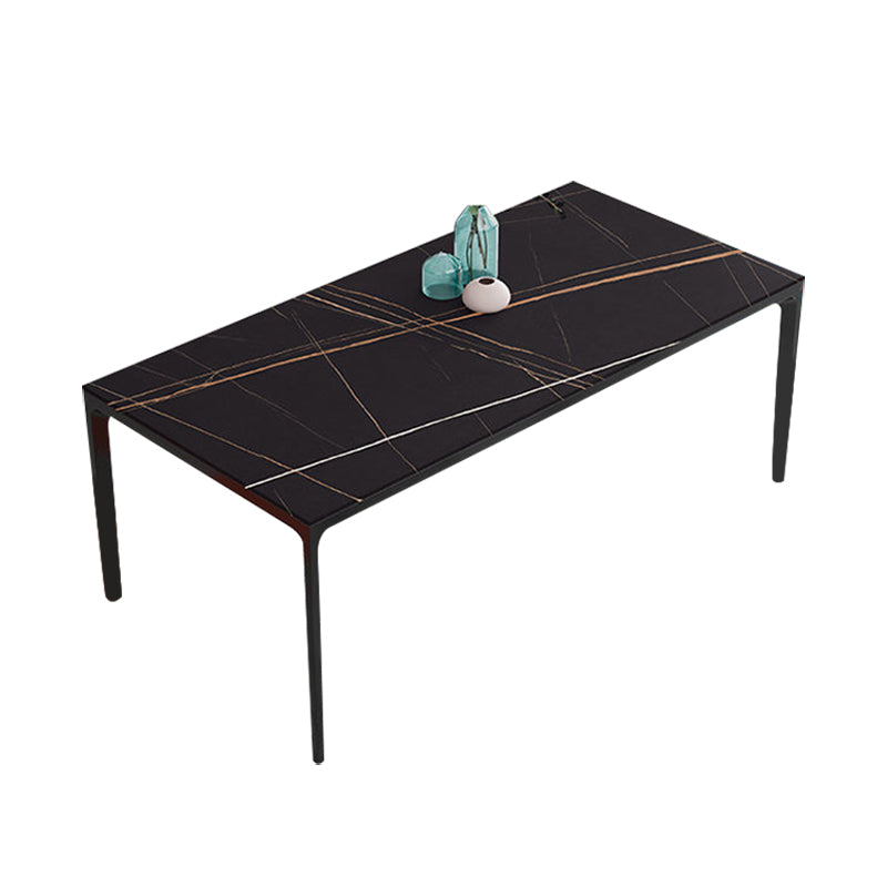 Industrial Sintered Stone Kitchen Table Rectangle Fixed Dining Room Desk