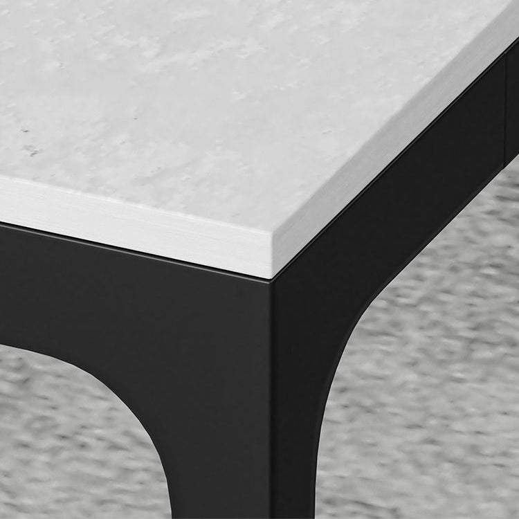 Industrial Sintered Stone Kitchen Table Rectangle Fixed Dining Room Desk