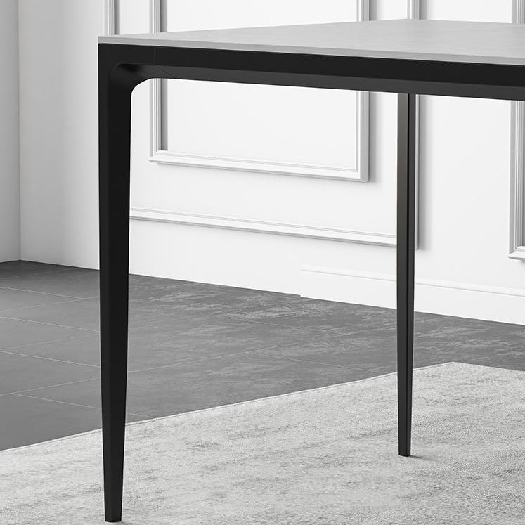 Industrial Sintered Stone Kitchen Table Rectangle Fixed Dining Room Desk