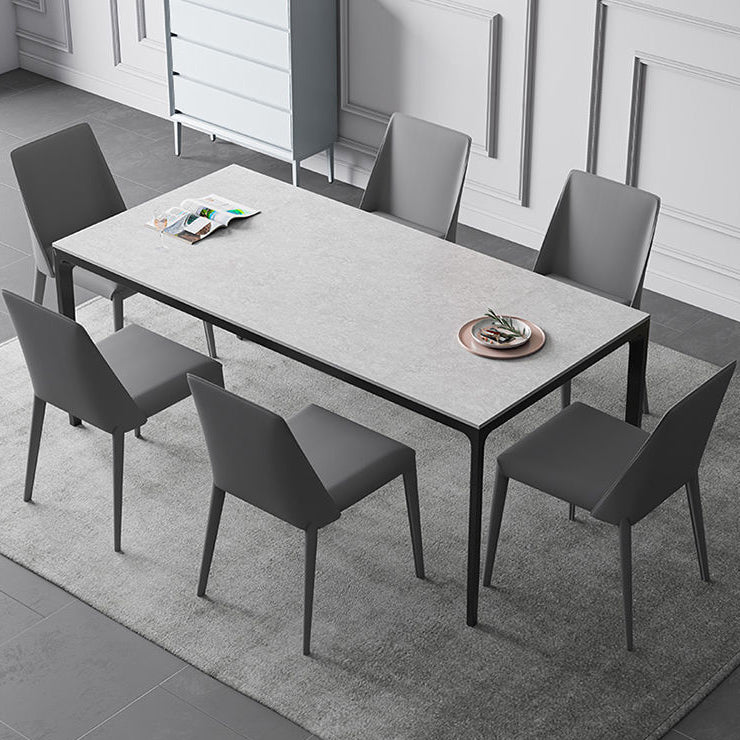 Industrial Sintered Stone Kitchen Table Rectangle Fixed Dining Room Desk