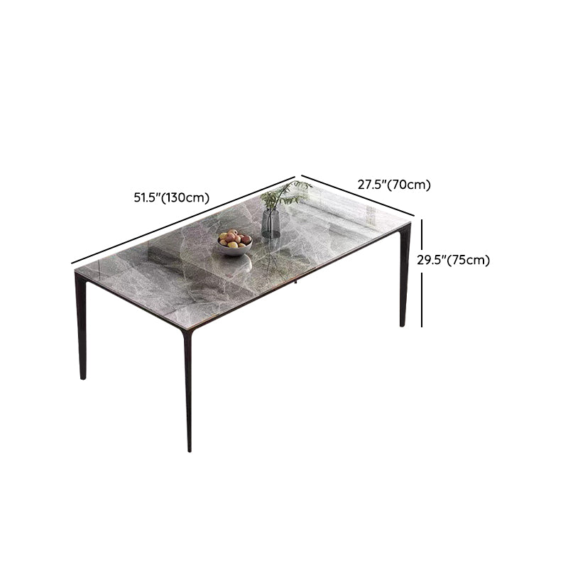 Industrial Sintered Stone Kitchen Table Rectangle Fixed Dining Room Desk