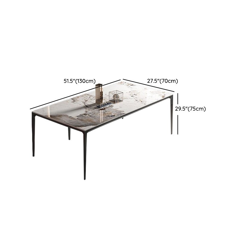 Industrial Sintered Stone Kitchen Table Rectangle Fixed Dining Room Desk