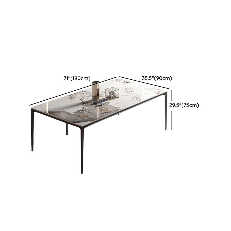 Industrial Sintered Stone Kitchen Table Rectangle Fixed Dining Room Desk