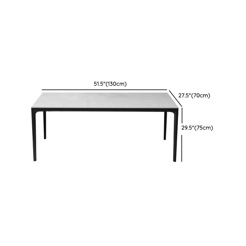 Industrial Sintered Stone Kitchen Table Rectangle Fixed Dining Room Desk