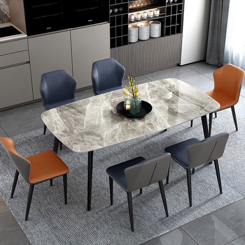 Home Sintered Stone Kitchen Table Industrial Rectangle Fixed Dining Desk