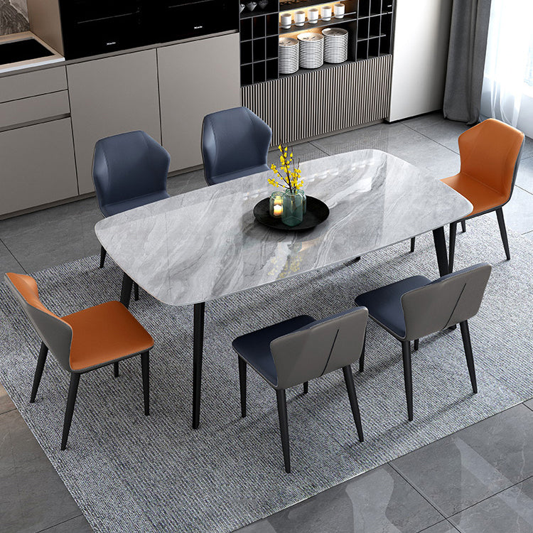 Home Sintered Stone Kitchen Table Industrial Rectangle Fixed Dining Desk