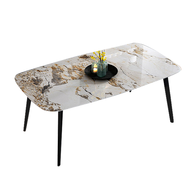 Home Sintered Stone Kitchen Table Industrial Rectangle Fixed Dining Desk