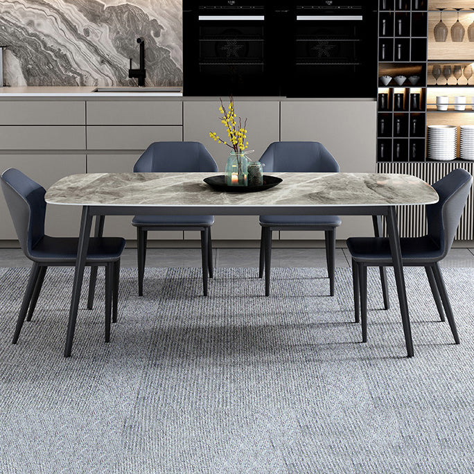 Home Sintered Stone Kitchen Table Industrial Rectangle Fixed Dining Desk