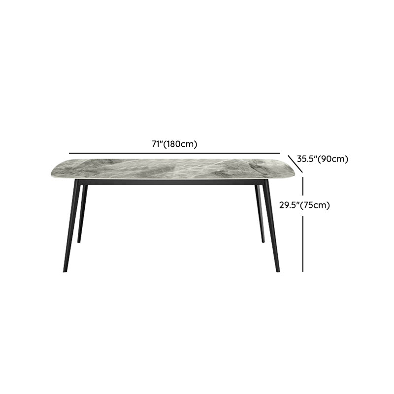 Home Sintered Stone Kitchen Table Industrial Rectangle Fixed Dining Desk