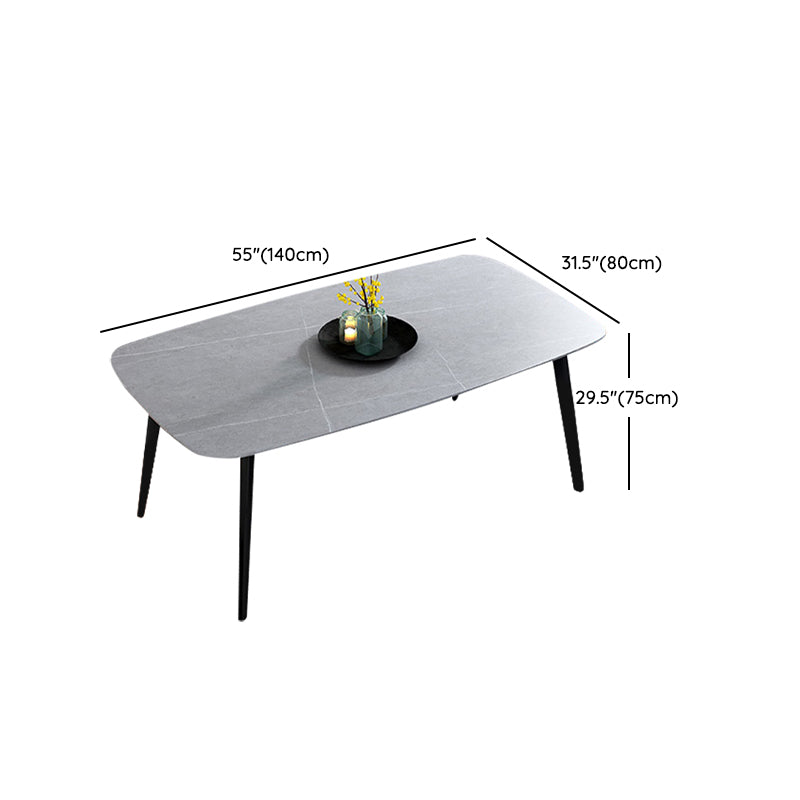 Home Sintered Stone Kitchen Table Industrial Rectangle Fixed Dining Desk