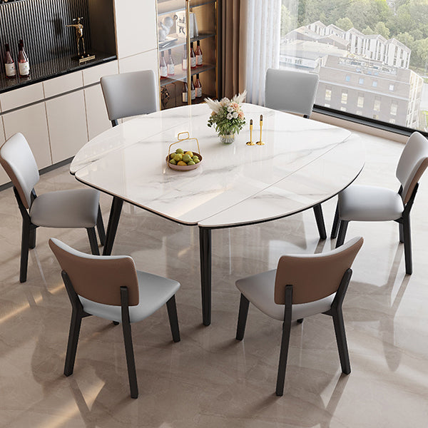 Modern Extendable Stone Dining Table Wood  Base Table for Dining Room