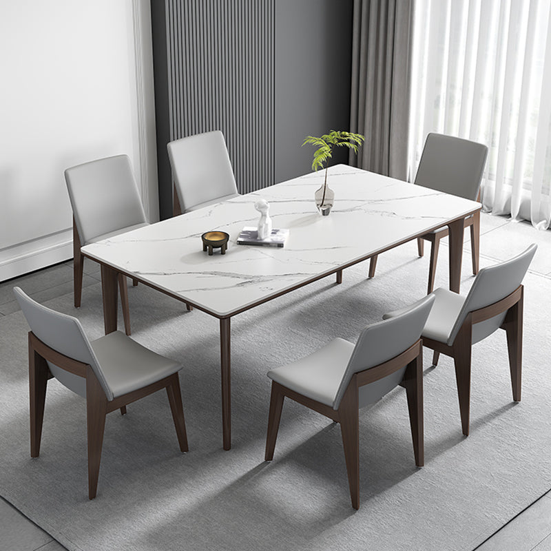 Industrial Rectangle Shape Dining Table Sintered Stone Fixed Desk for Home