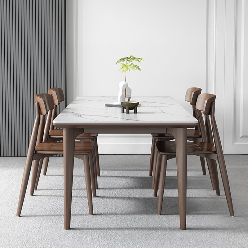 Industrial Rectangle Shape Dining Table Sintered Stone Fixed Desk for Home