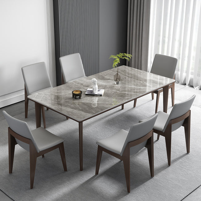 Industrial Rectangle Shape Dining Table Sintered Stone Fixed Desk for Home