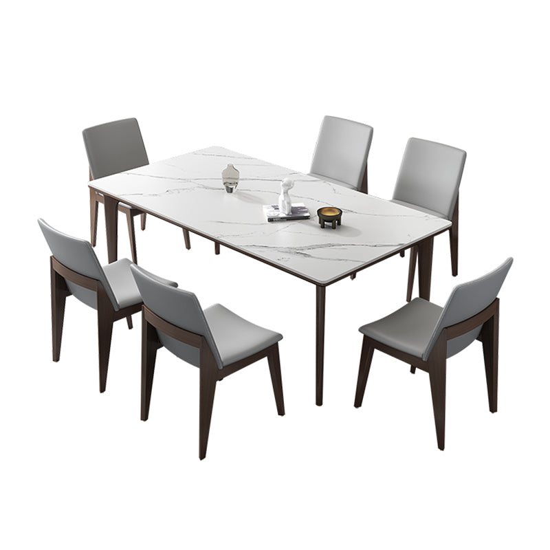 Industrial Rectangle Shape Dining Table Sintered Stone Fixed Desk for Home