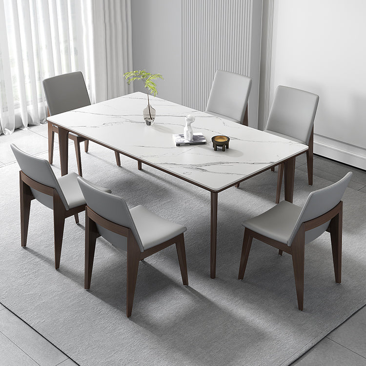 Industrial Rectangle Shape Dining Table Sintered Stone Fixed Desk for Home