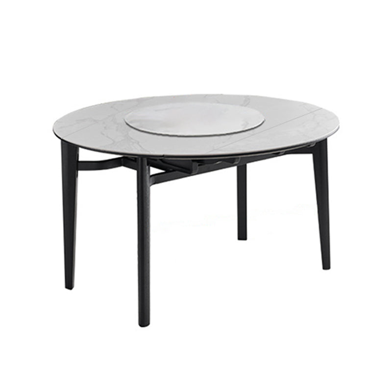 Slate and Wood Table Modern Minimalist Home Retractable Round Dining Table