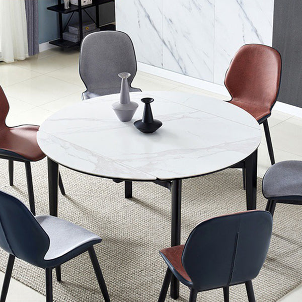 Slate and Wood Table Modern Minimalist Home Retractable Round Dining Table