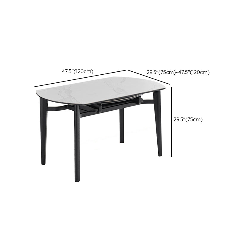 Slate and Wood Table Modern Minimalist Home Retractable Round Dining Table