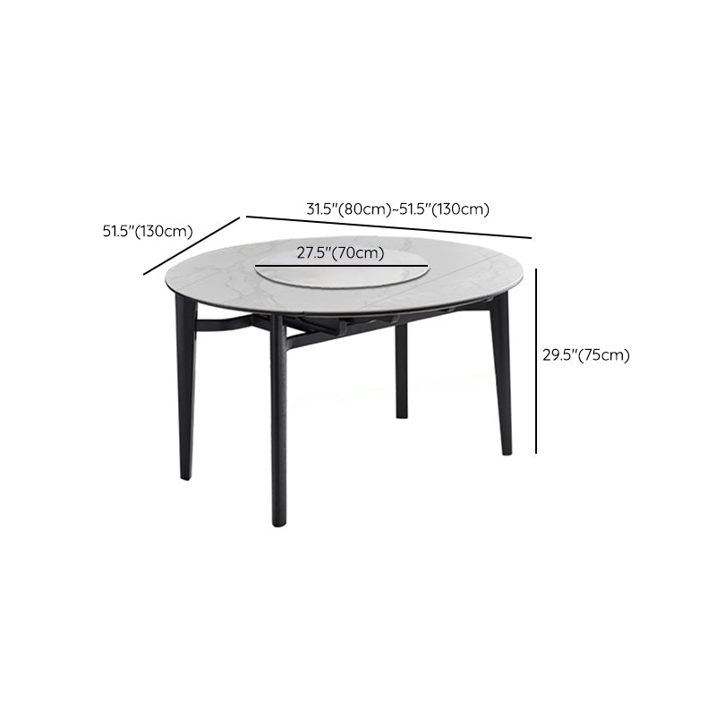 Slate and Wood Table Modern Minimalist Home Retractable Round Dining Table