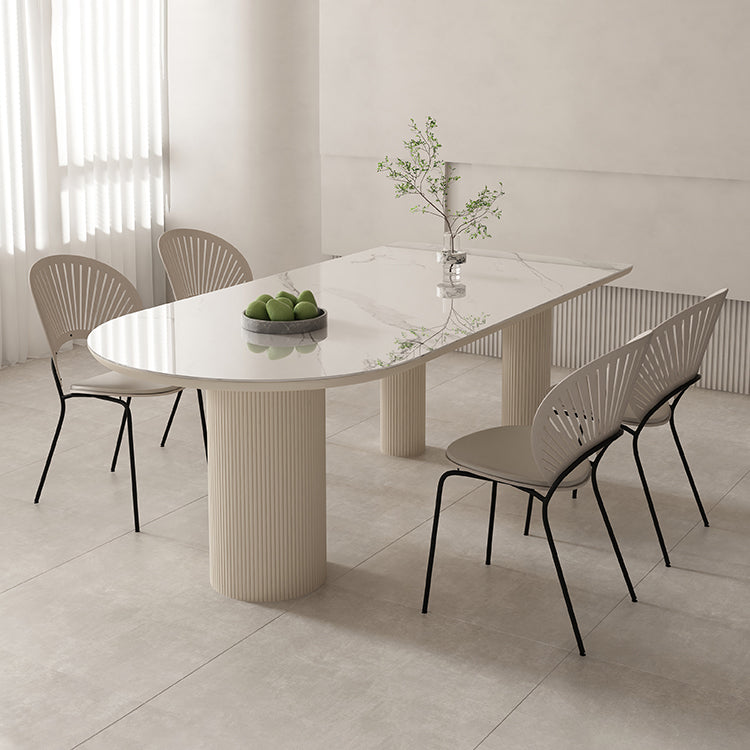 Slate and Metal Table Modern Minimalist Home White Dining Table
