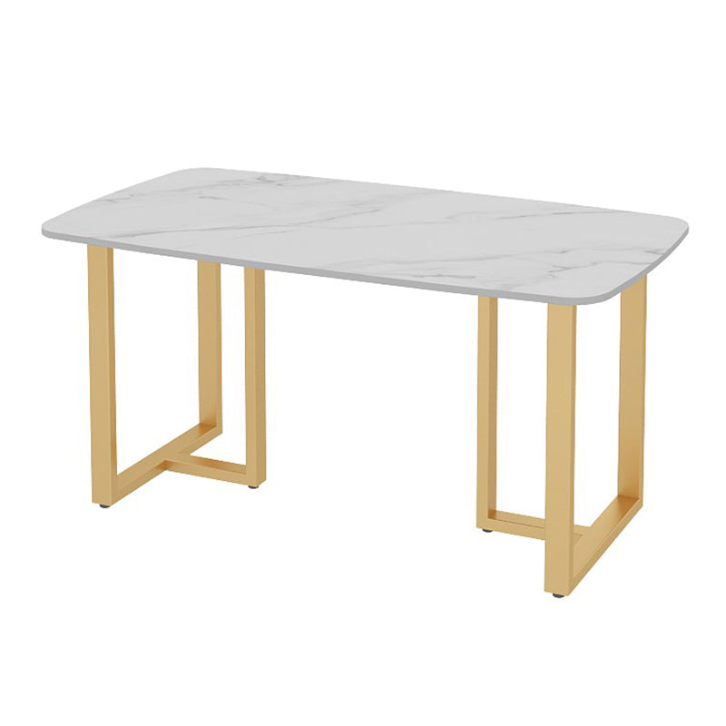 Slate and Metal Table Glam Style Restaurant Rectangular Dining Table