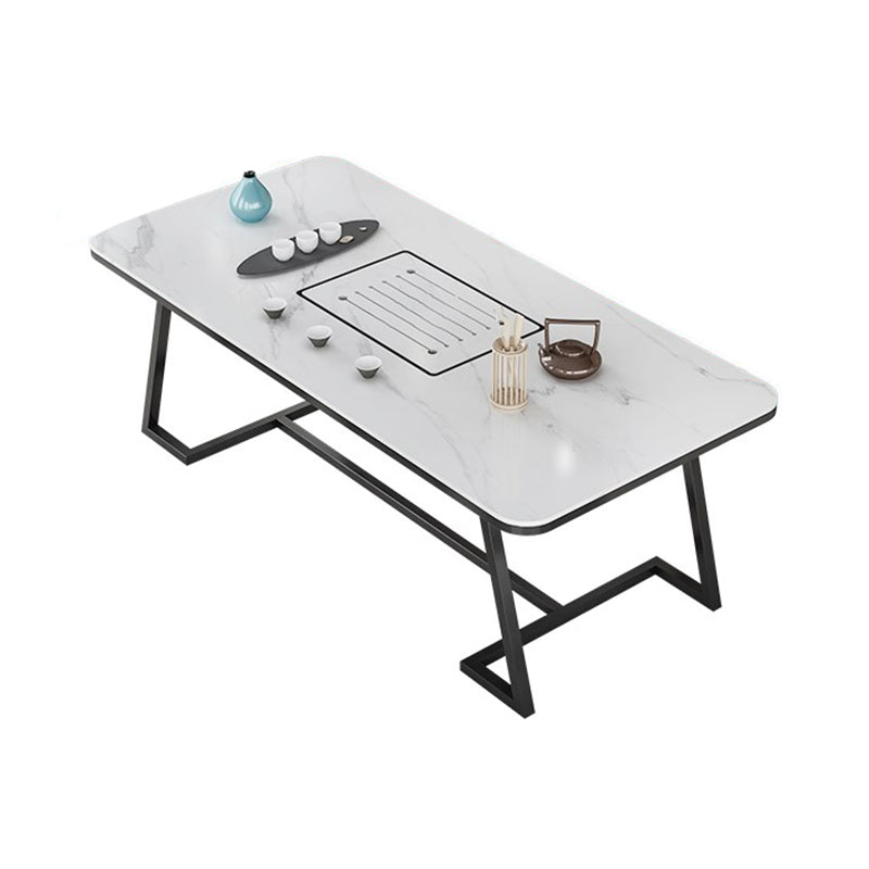 Slate and Metal Table Glam Style Simple Home Rectangular Dining Table