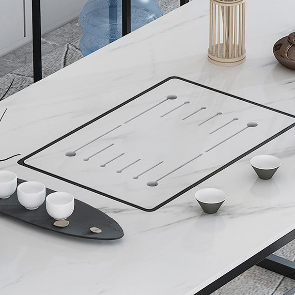 Slate and Metal Table Glam Style Simple Home Rectangular Dining Table