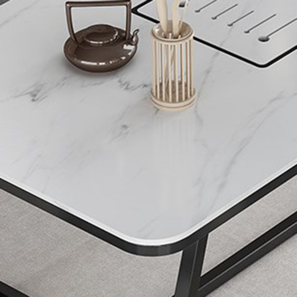 Slate and Metal Table Glam Style Simple Home Rectangular Dining Table
