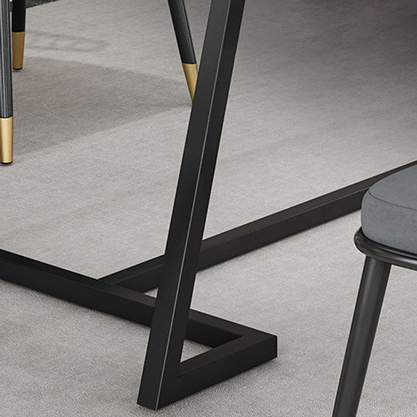 Slate and Metal Table Glam Style Simple Home Rectangular Dining Table