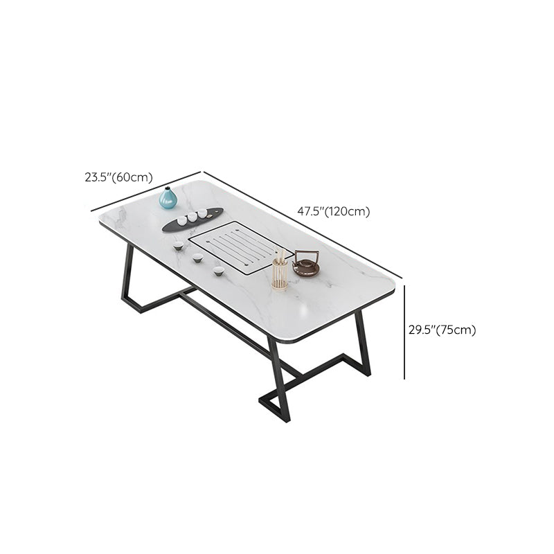 Slate and Metal Table Glam Style Simple Home Rectangular Dining Table