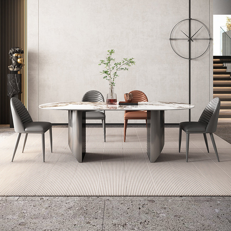 Simplicity Kitchen Table Sintered Stone Double Pedestal Dining Table