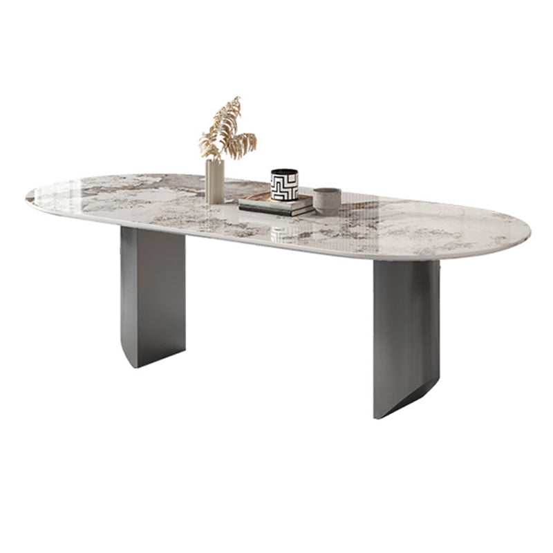 Simplicity Kitchen Table Sintered Stone Double Pedestal Dining Table