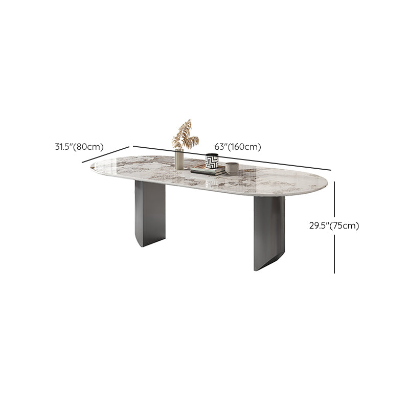 Simplicity Kitchen Table Sintered Stone Double Pedestal Dining Table