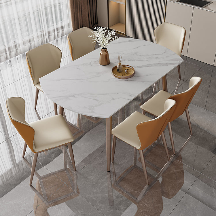 Metal and Slate Table Contemporary Style Home Retractable Round Dining Table