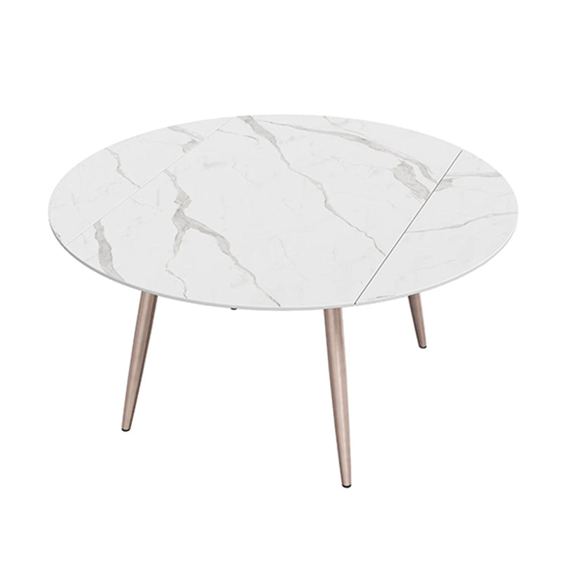 Metal and Slate Table Contemporary Style Home Retractable Round Dining Table