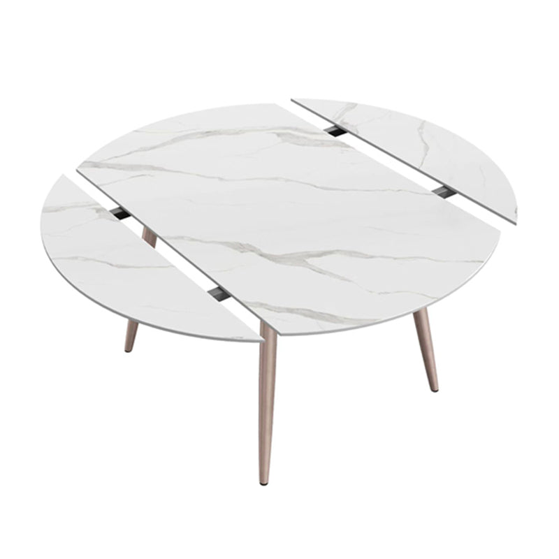Metal and Slate Table Contemporary Style Home Retractable Round Dining Table