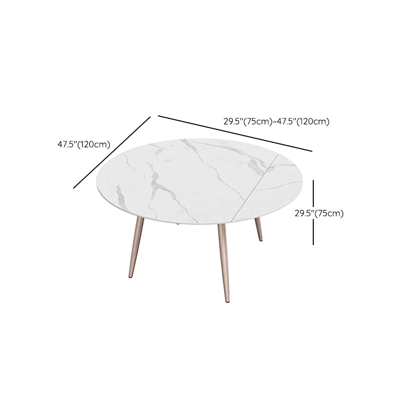 Metal and Slate Table Contemporary Style Home Retractable Round Dining Table
