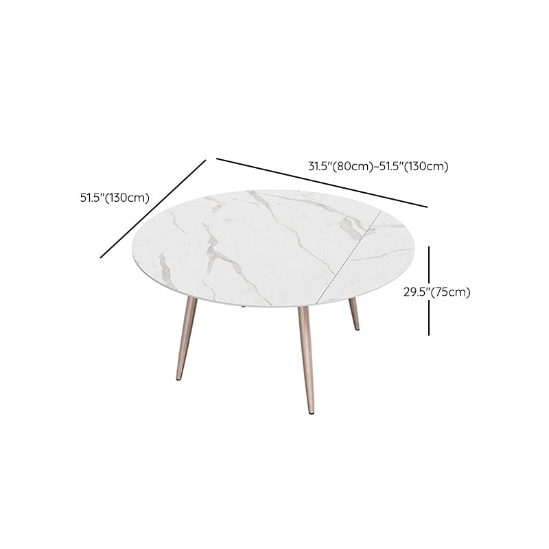 Metal and Slate Table Contemporary Style Home Retractable Round Dining Table