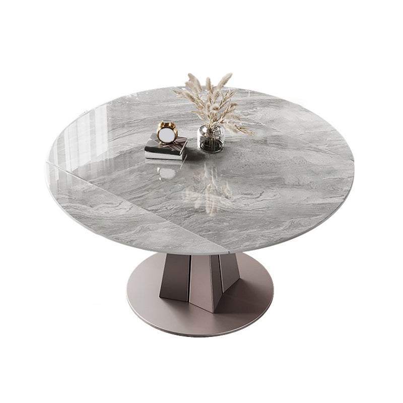 Metal and Slate Table Modern Minimalist Family Retractable Round Dining Table