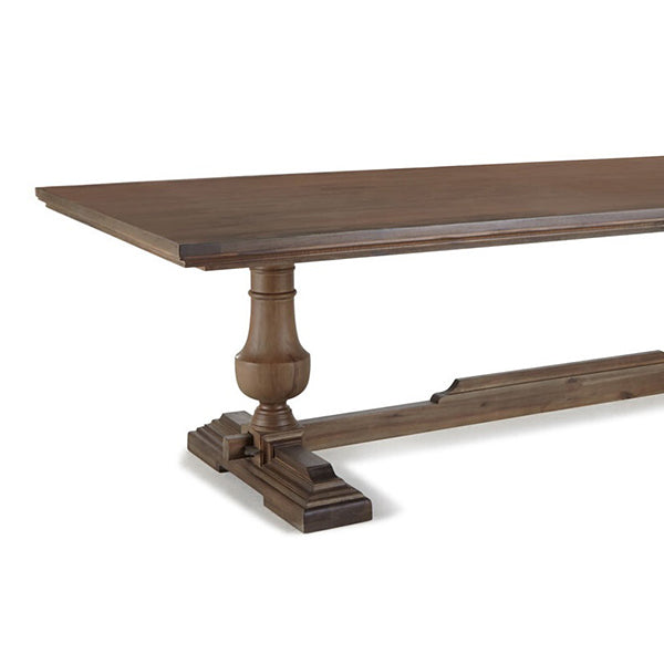 Mid-Century Modern Dining Table Rectangle Wooden Trestle Base Kitchen Table