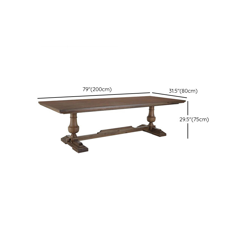 Mid-Century Modern Dining Table Rectangle Wooden Trestle Base Kitchen Table