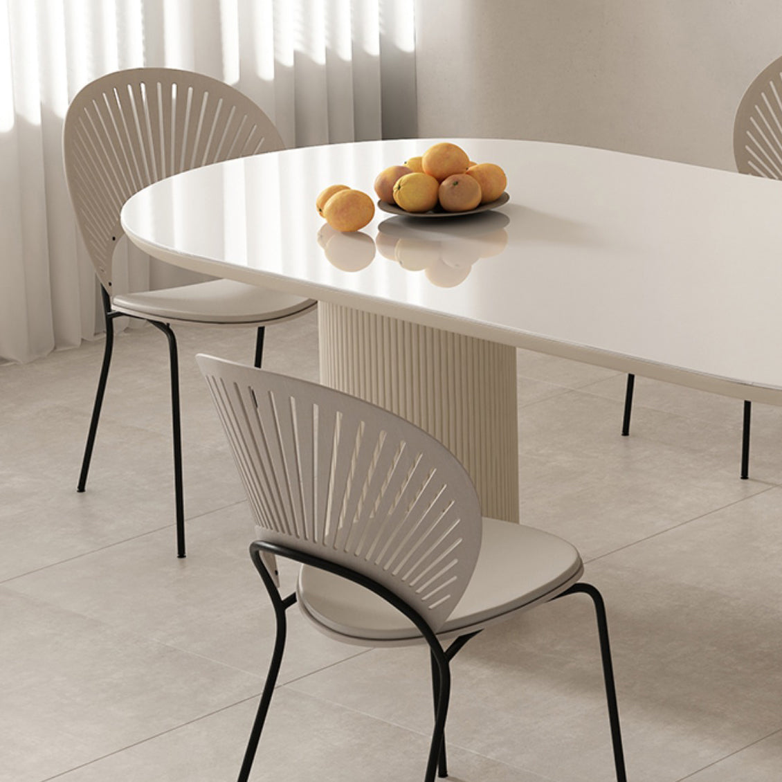 Metal and Slate Table Modern Minimalist Home Wood Base Dining Table