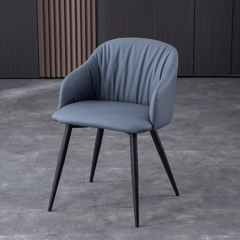 Industrial Faux Leather Dining Chair Upholstered Arm Chair with Metal Legs