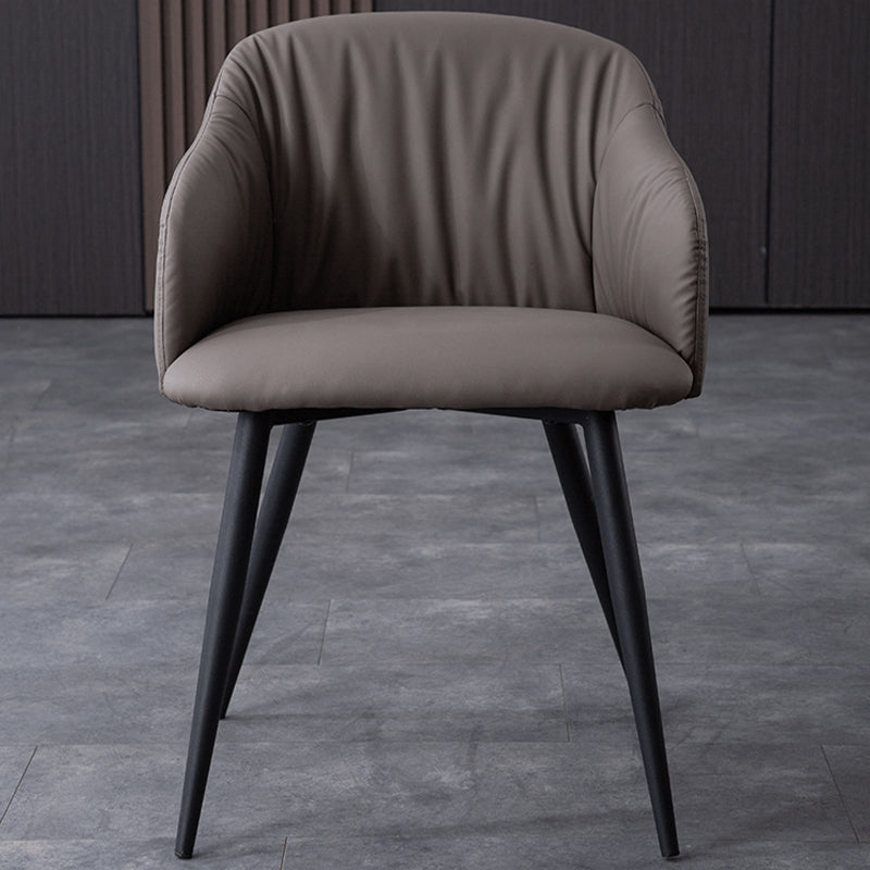 Industrial Faux Leather Dining Chair Upholstered Arm Chair with Metal Legs