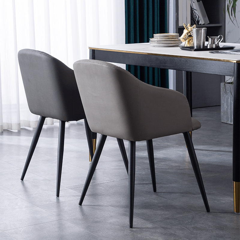 Industrial Faux Leather Dining Chair Upholstered Arm Chair with Metal Legs