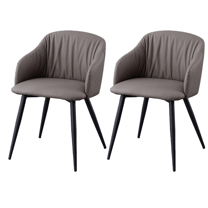 Industrial Faux Leather Dining Chair Upholstered Arm Chair with Metal Legs