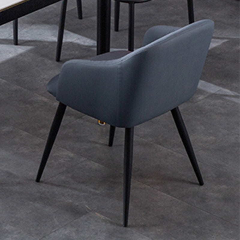 Industrial Faux Leather Dining Chair Upholstered Arm Chair with Metal Legs