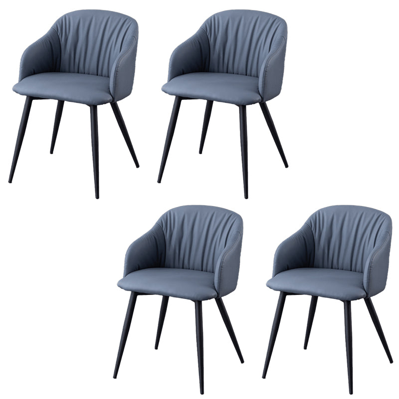 Industrial Faux Leather Dining Chair Upholstered Arm Chair with Metal Legs