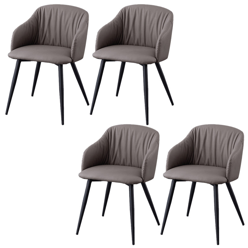 Industrial Faux Leather Dining Chair Upholstered Arm Chair with Metal Legs